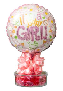 Baby Girl 9-Inch Stick Balloon with Hard Candy Gift