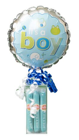 Baby Boy 9-Inch Stick Balloon with Bubble Gum Cigars Gift