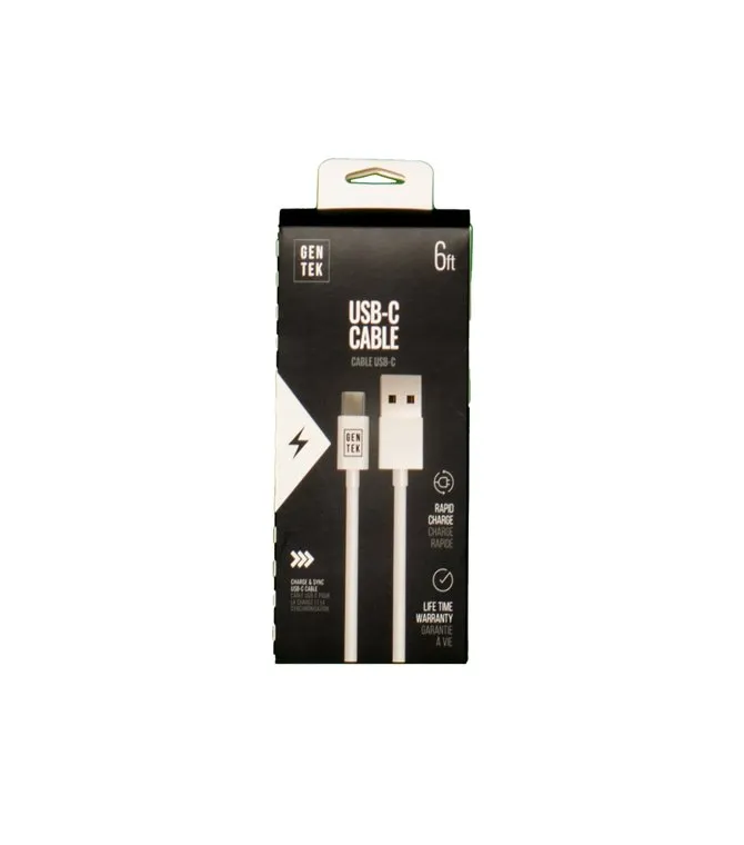 Gen Tek USB Type C to USB Charging Cable – 6 Ft.