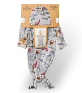 Photo Op Baby Cap and Gown Set - Gray Football