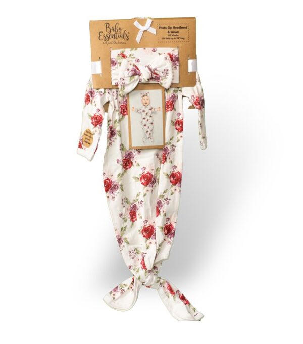 Photo Op Baby Headband and Gown Set - Red Roses