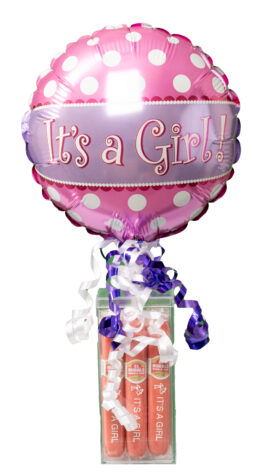Baby Girl 9-Inch Stick Balloon with Bubble Gum Cigars Gift